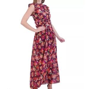 Vince Camuto Women's Autumn Floral Chiffon Maxi Dress Size 12 NWT Wedding Guest